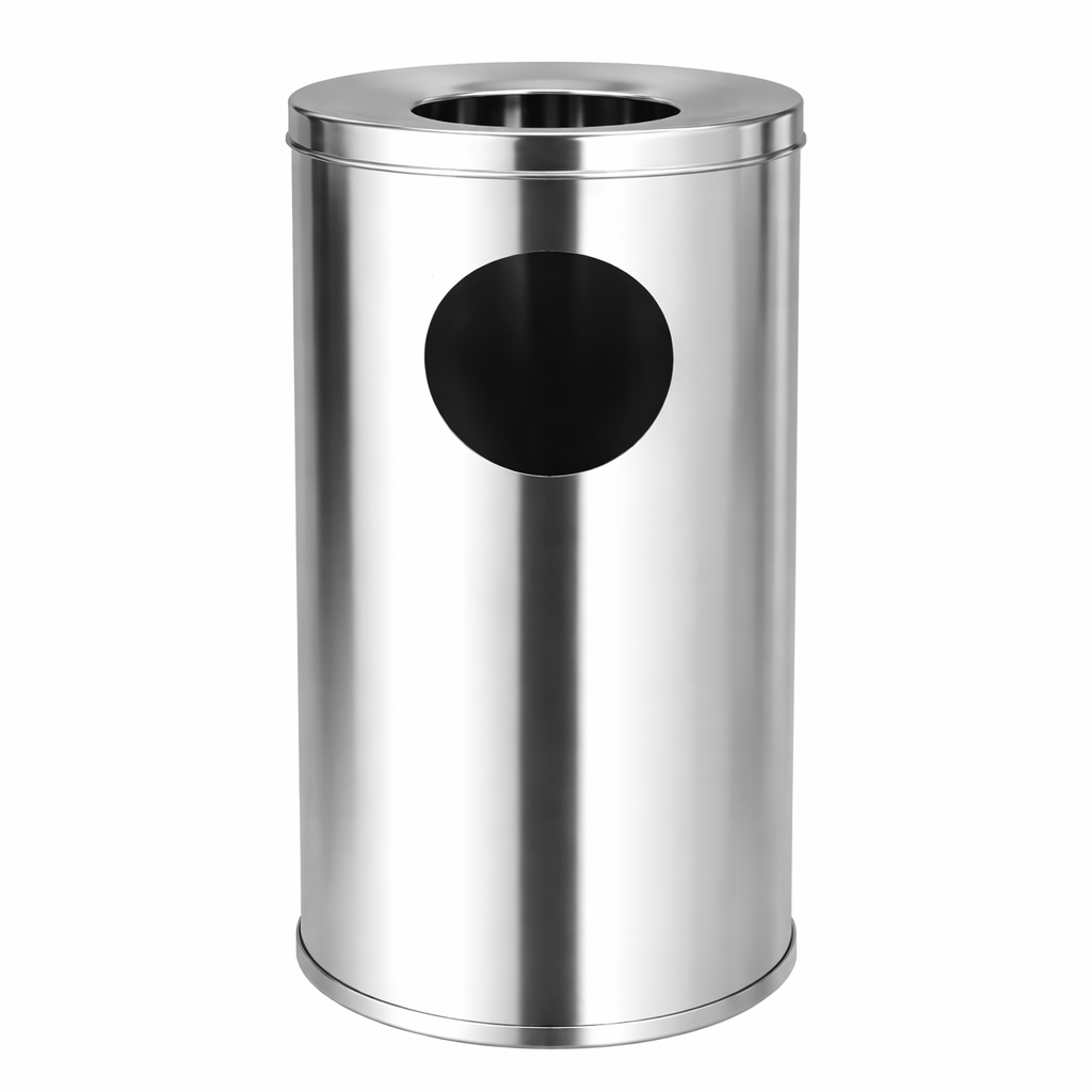 Sleek stainless steel trash can